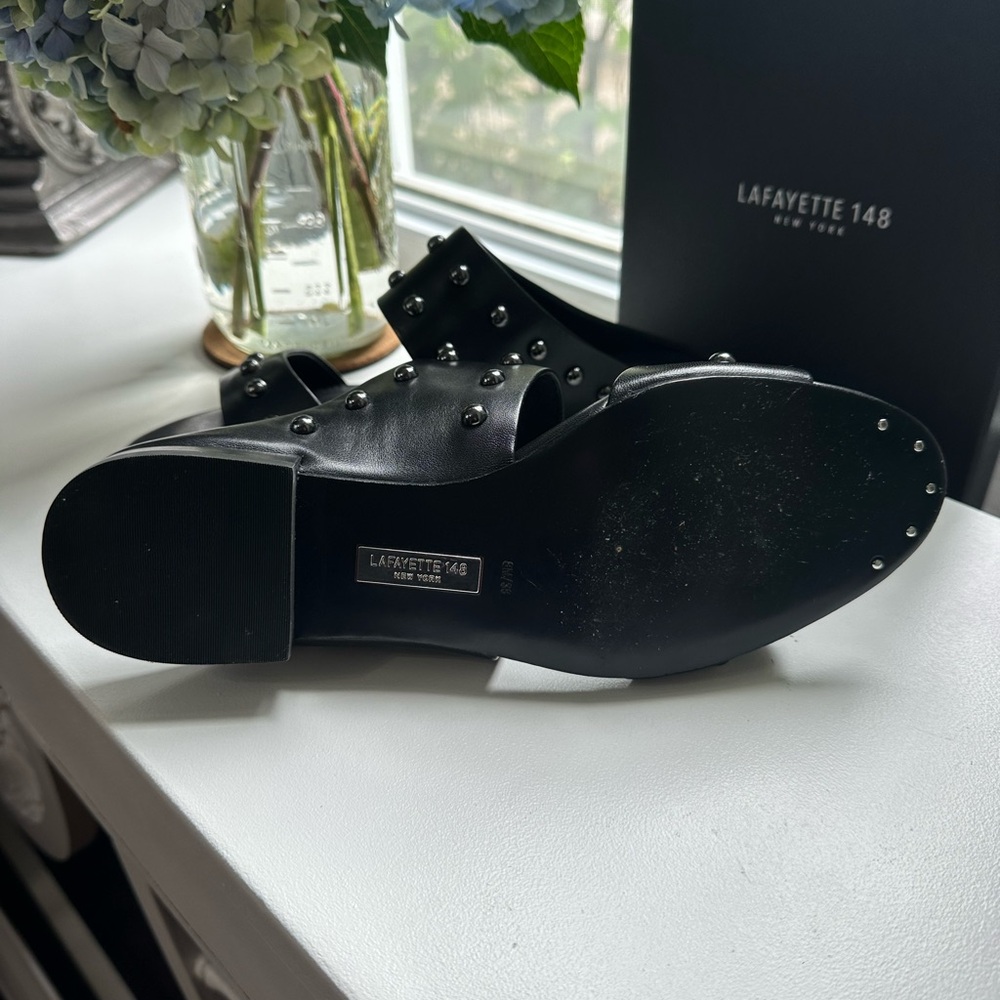 Lafayette 148 Black Studded Sandals - Picture 3 of 5